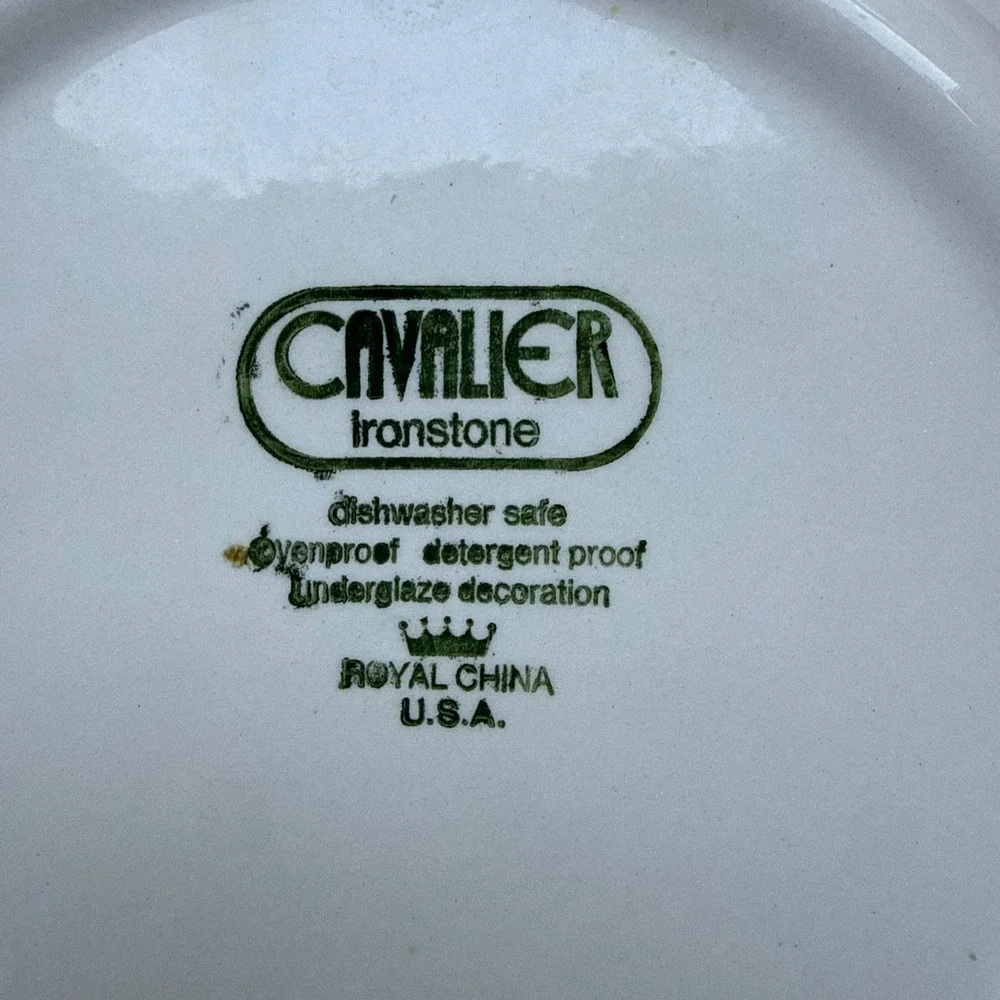 Cavalier Ironstone Royal China USA 3 Pieces Set Navy Transferware Vintage Plates